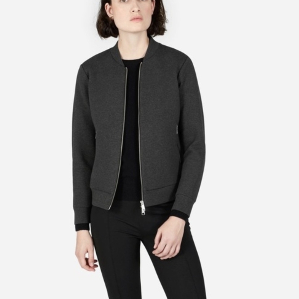 Everlane Charcoal The Street Fleece Bomber Jacket Sz.L